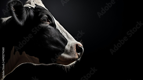 Close up portrait of the head of a Friesian Cow photo