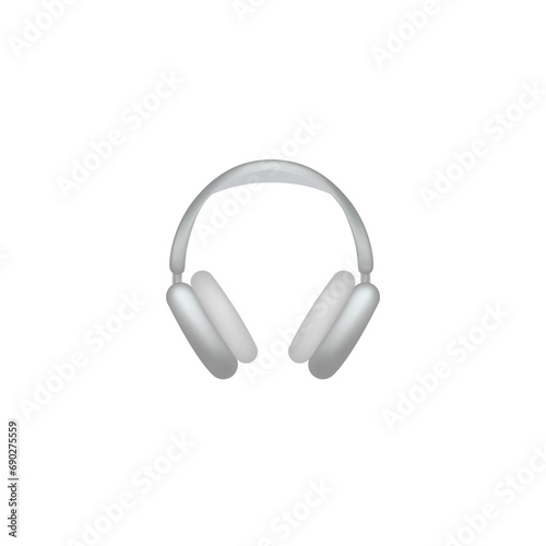 Grey headphones. Realistic 3d headphones. Vector