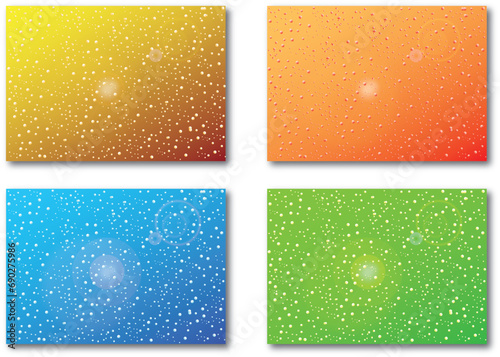 Set of sparkling colorful banners templates. Abstract backgrounds with bubbles and light reflection. Dotted variations collection concept for cover, website.