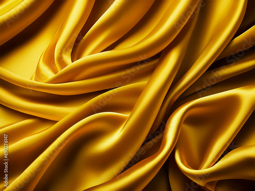 golden silk satin backdrop background wavy soft folds on shiny fabric luxurious textile texture background beauty care cosmetic product background with copy space product mock up abstract background 