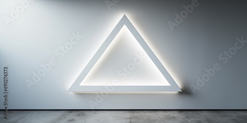 White triangular shapes adorn a sleek wall, creating a visually striking and contemporary backdrop