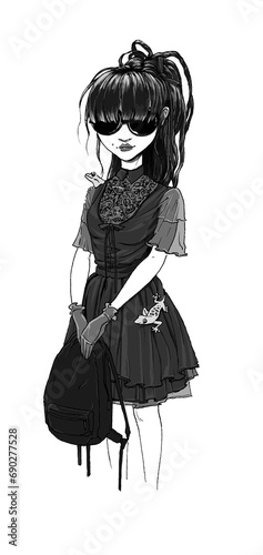 Hexe, Gothicmädchen, Illustration
