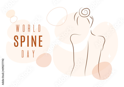 World Spine Day banner with woman back silhouette. Vector illustration