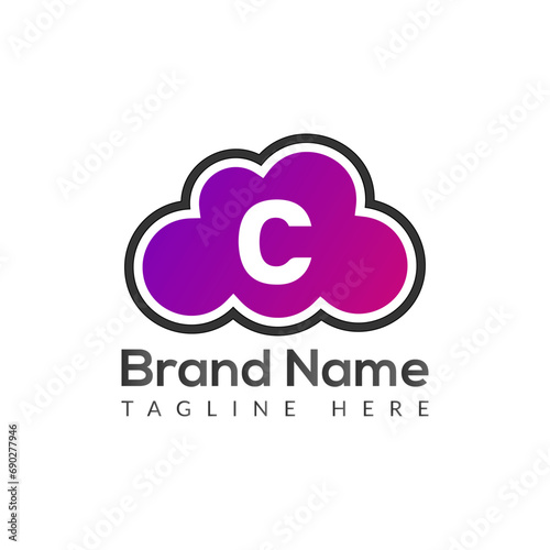 Abstract C letter modern initial lettermarks logo design 