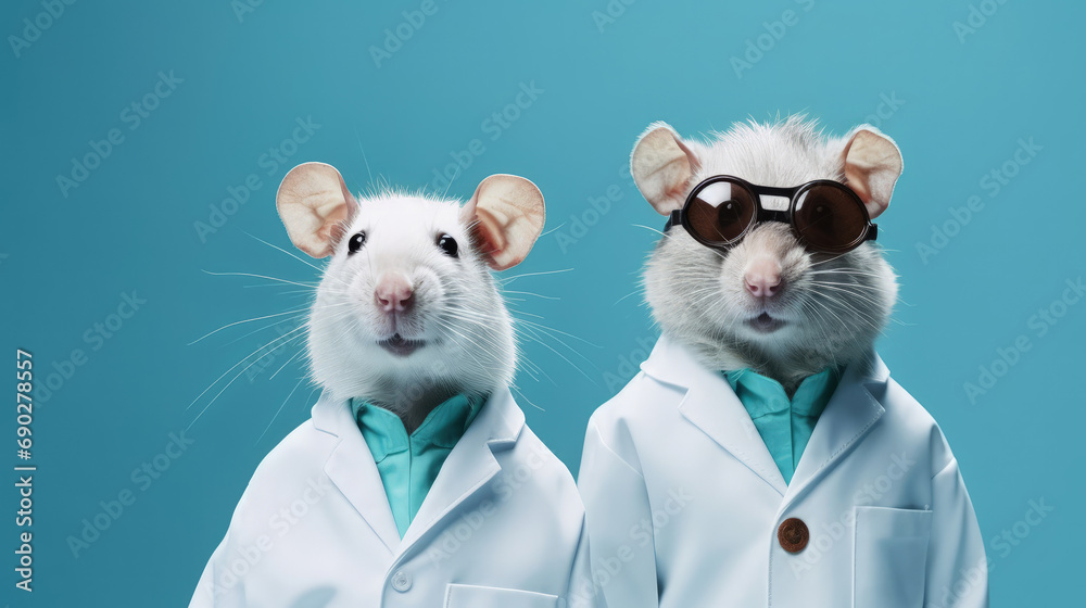 Whimsical Science: Adorable Animals Dressed as Scientists - Perfect for Creative Advertising Whimsical Science: Adorable Animals Dressed as Scientists - Perfect for Creative Advertising