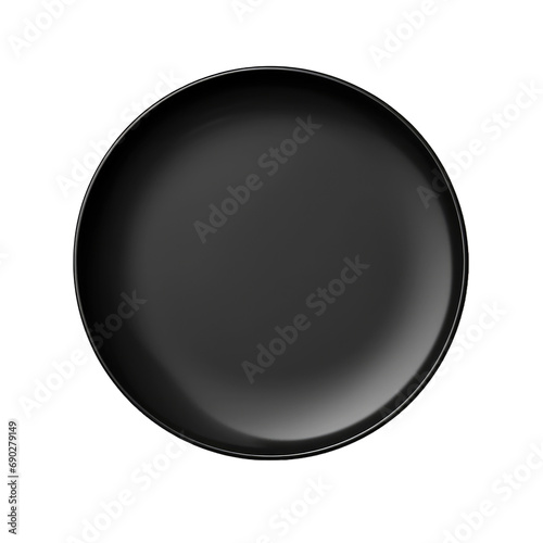 Black plate isolated on white or transparent background