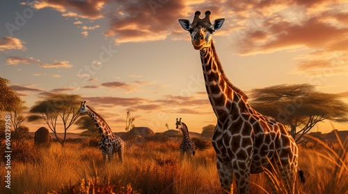 giraffe in the savannah #690279758
