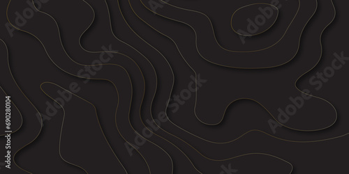 Abstract paper cut style design. Geometric layered curve line black vector, realistic papercut decoration textured with wavy layers. 3d topography relief. Vector topographic illustration.