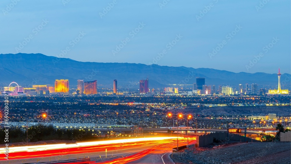 4K Image: Las Vegas Skyline at Twilight - Evening Hour