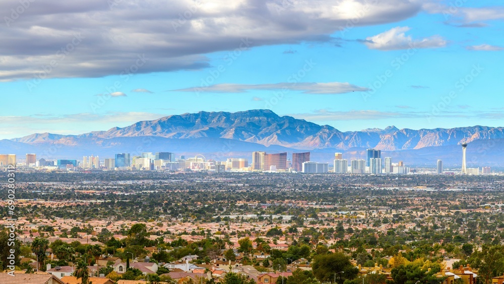 4K Panoramic View: Vibrant Las Vegas Nevada Skyline - Urban Landscape Photography