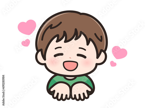 ちょうだいをする男の子のイラスト