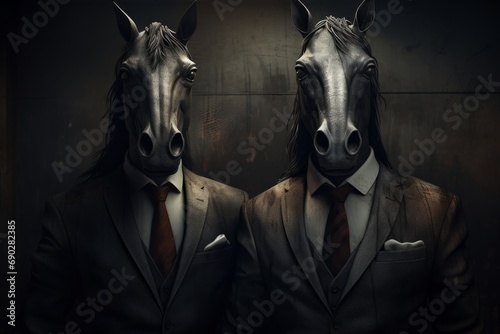 Anthropomorphic Horses in Suits Exude Menace