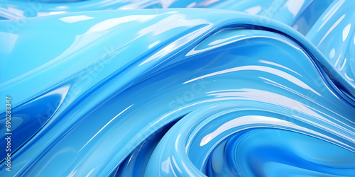 3d rendering Curve Silver Blue Fluid Liquid Wallpaper. Turquise Water Color Swirl Gradient Mesh. Vivid cream Vibrant Smooth Surface. Blurred Water Multicolor Gradient Background Generative AI