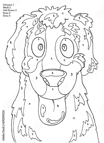 Malen nach Zahlen, Hund, Illustration