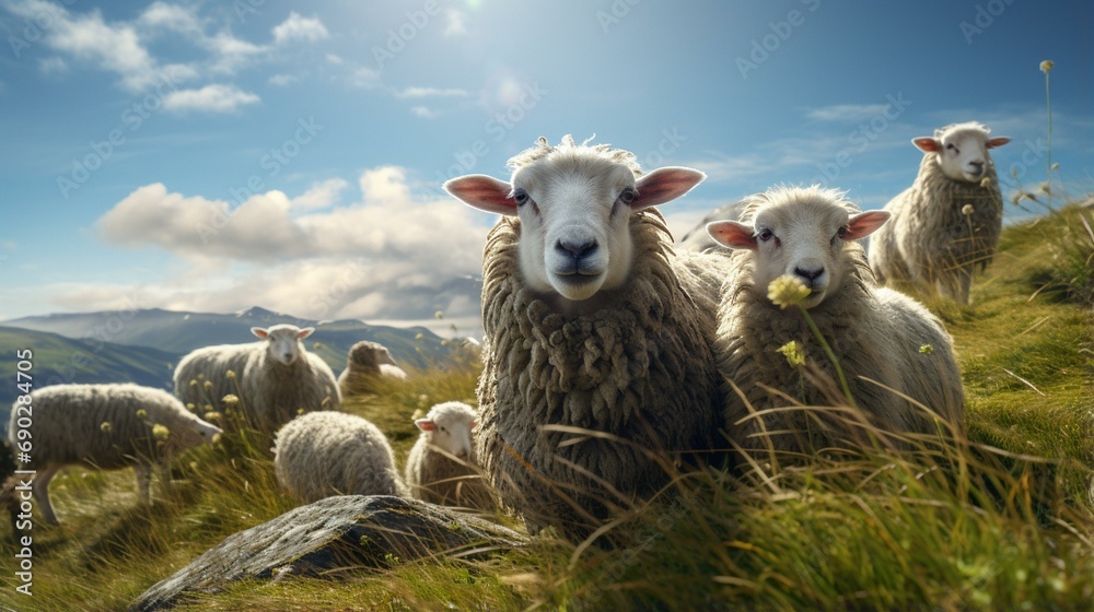 Fototapeta premium sheep and lamb