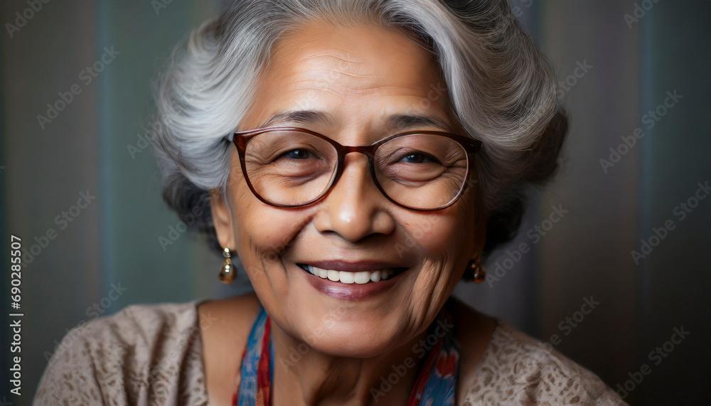 portrait of happy senior woman wearing glasses