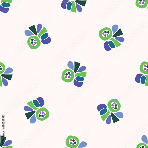 Colorful blob leaf for flat scandi style seamless vector kids pattern. Fun whimsical nature for boy baby wallpaper. Scandi block print bold funny print.