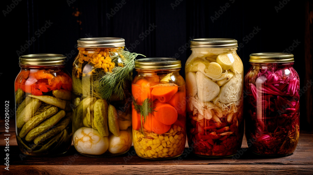 jars with different vegetable salad jars with different vegetable salad