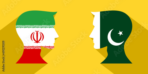 face to face concept. iran vs pakistan. vector illustration