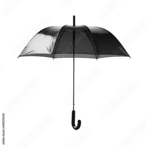 Open black umbrella isolated on white or transparent background