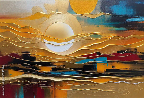 Sunset Golden Hour Abstract Painting photo