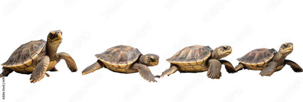 Obraz premium Set of sea turtle isolated on white or transparent background