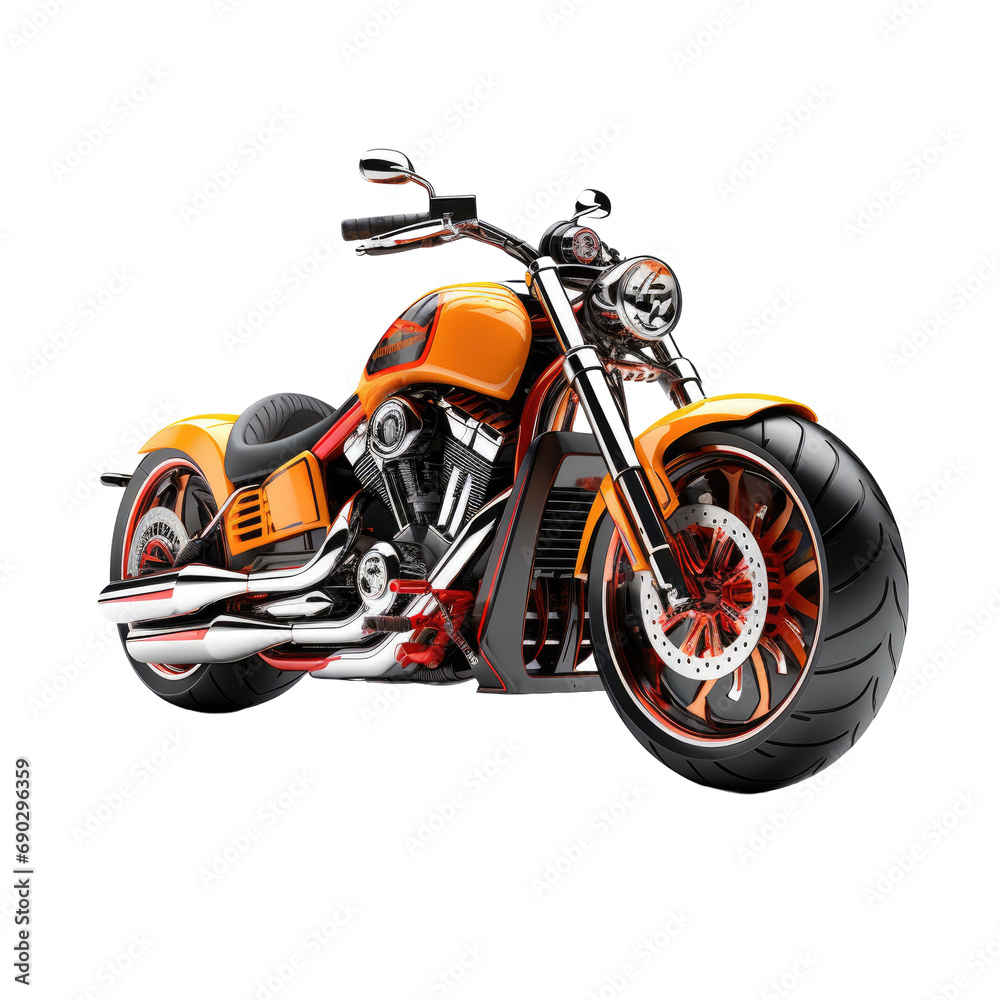 3D motorcycle isolated on white or transparent background