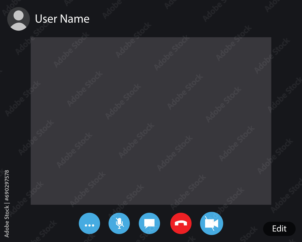 Video Call screen template vector. Video call Interface for social communication apps. Video conference.Application for video communication. 