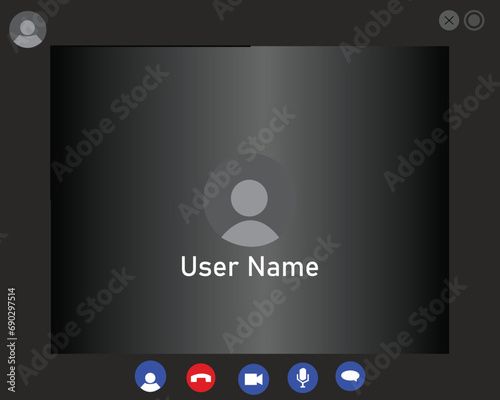 Video Call screen template vector. Video call Interface for social communication apps. Video conference.Application for video communication. 