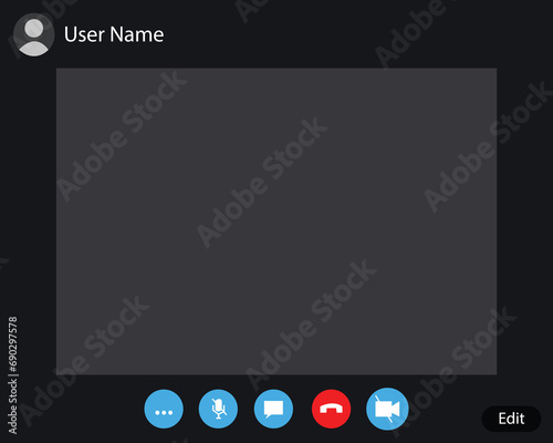 Video Call screen template vector. Video call Interface for social communication apps. Video conference.Application for video communication. 