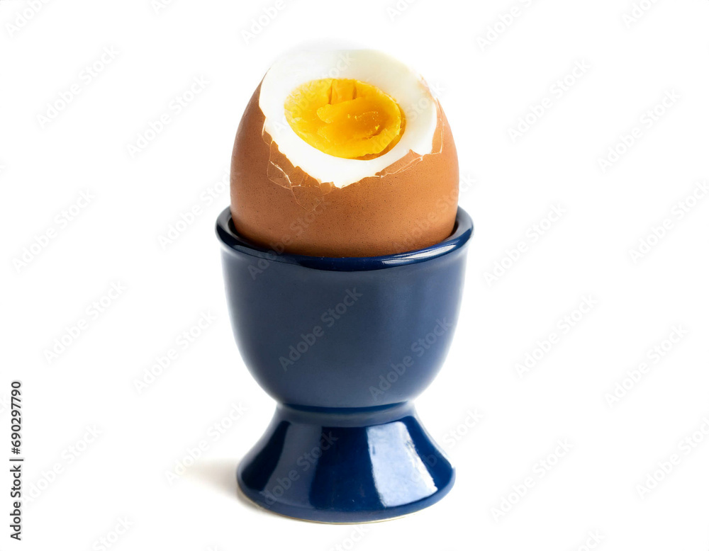 boiled eggs in egg cup isolated on white background, cut out boiled eggs in egg cup isolated on white background, cut out