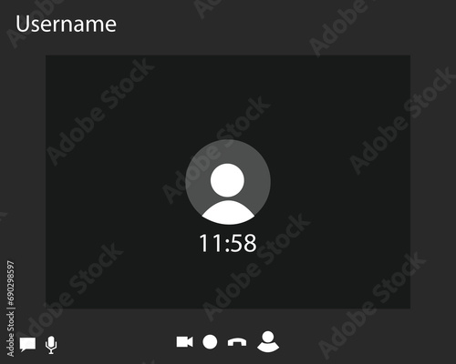 Video Call screen template vector. Video call Interface for social communication apps. Video conference.Application for video communication. 