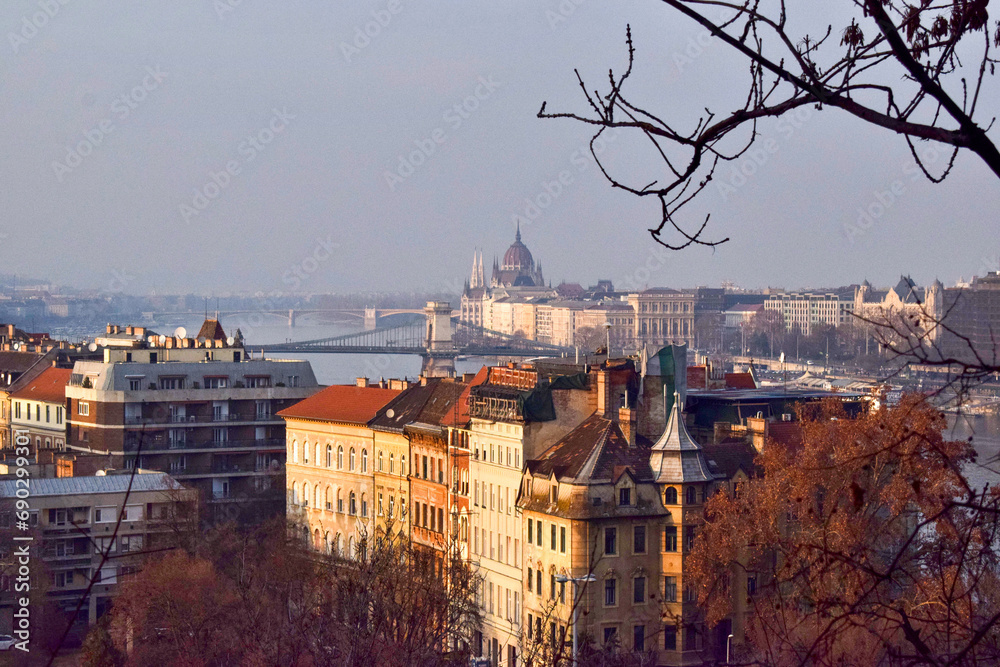 Naklejka premium Budapest parliament on the backdrop