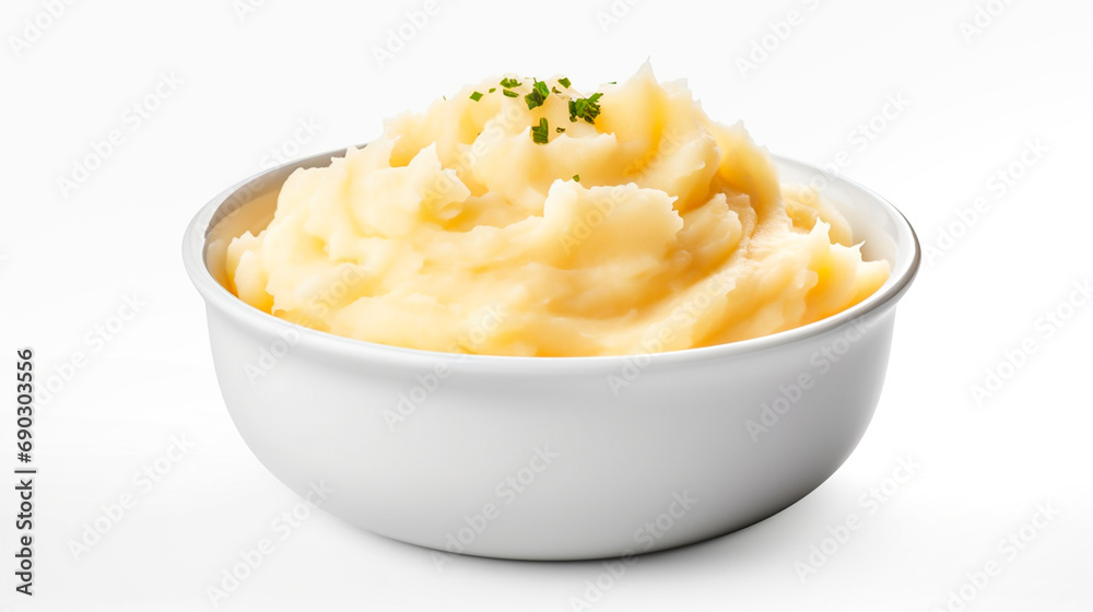 Mashed potatoes in a plate isolate. Selective focus.