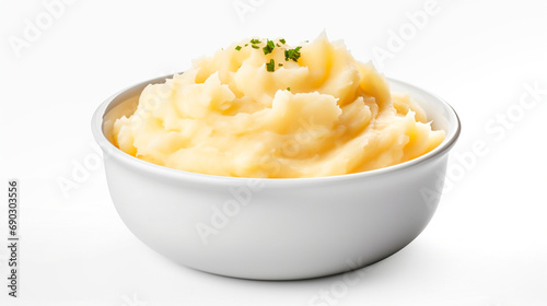 Mashed potatoes in a plate isolate. Selective focus.