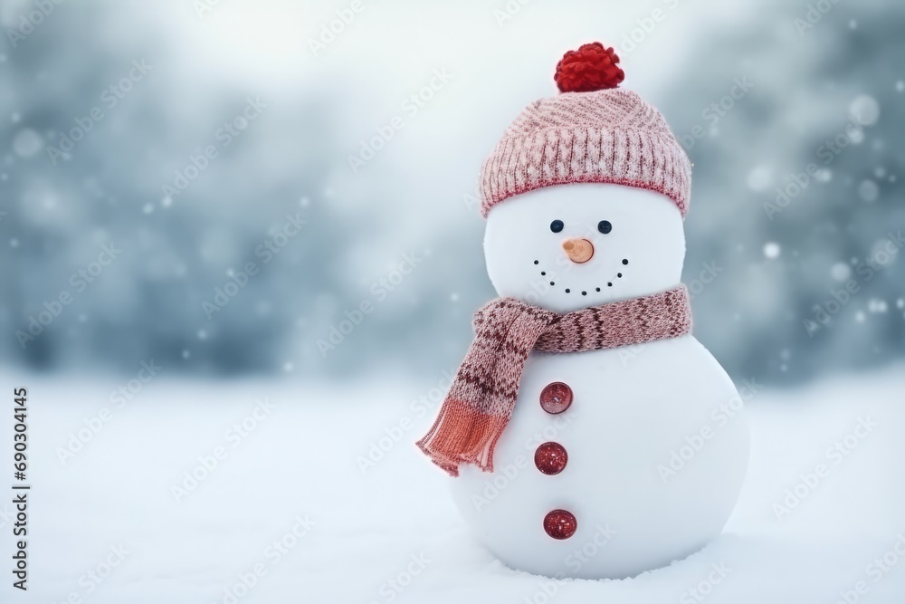 A Snowman Wearing A Hat And Scarf