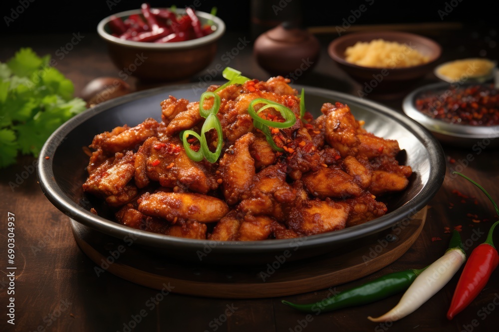Spicy Chicken With Sweet And Spicy Background. Сoncept Gardening Tips, Springtime Blooms, Hiking Adventures, Wildlife Photography, Beach Vibes Spicy Chicken With Sweet And Spicy Background. Сoncept Gardening Tips, Springtime Blooms, Hiking Adventures, Wildlife Photography, Beach Vibes