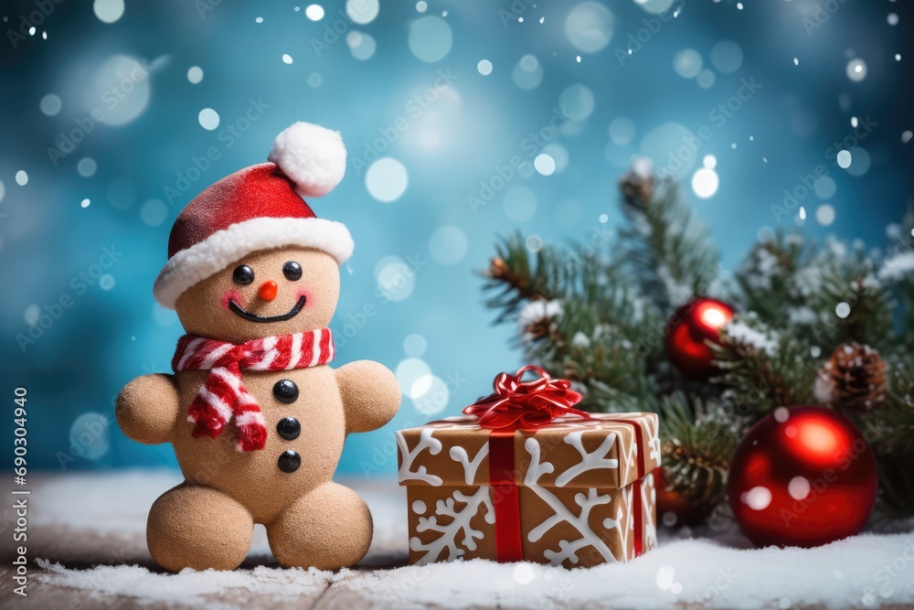 Snowman With Gifts For Festive Christmas Wallpaper