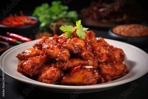 Spicy Chicken With Sweet And Spicy Background