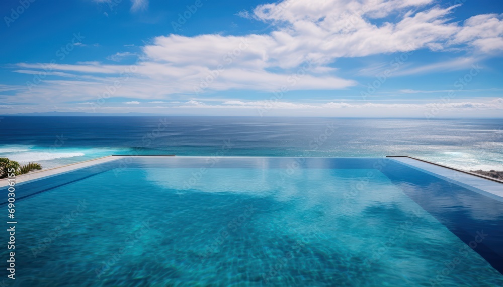 A Stunning Ocean View from a Spacious Swimming Pool