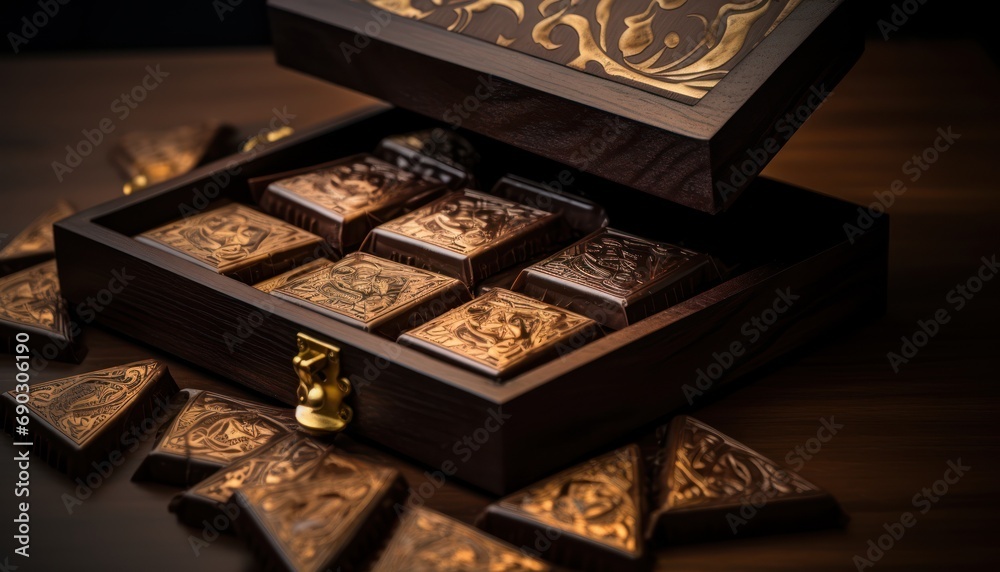 A Valuable Wooden Box Filled With Gold A Valuable Wooden Box Filled With Gold
