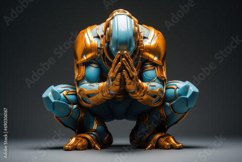 Kneeling Robot in Prayerful Elegance