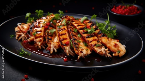 Grilled squid is a flavorful delicacy and delicacy, ideal for a holiday dinner.