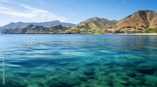Tranquil Seascape in Catalina: Azure and Emerald Waters with Gentle Waves - Idyllic Vacation Destination on the Coastline of Nature's Paradise.