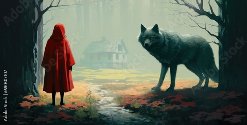 Little Red Riding Hood in Enchanted Forest photo