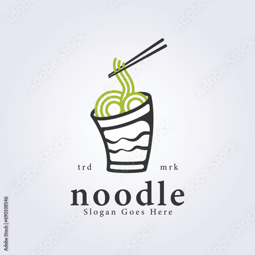 noodle cup logo vector illustration design, spicy noodle cup icon template design