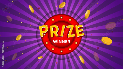 Prize winner burst effect purple background for lucky draw winner 