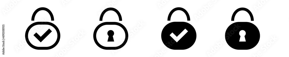 Lock minimalistic line and solid icon. Protection security symbol