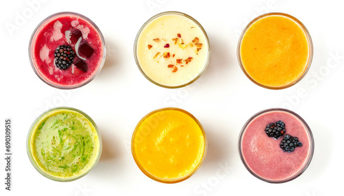 various smoothie isolated on white background, cutout