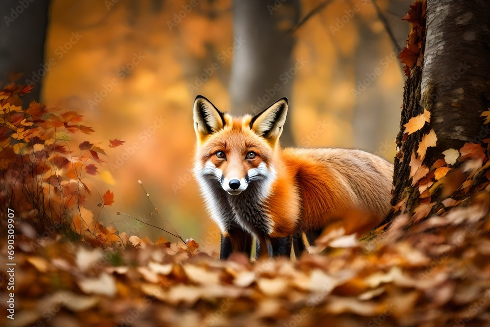 Fototapeta premium red fox in the forest